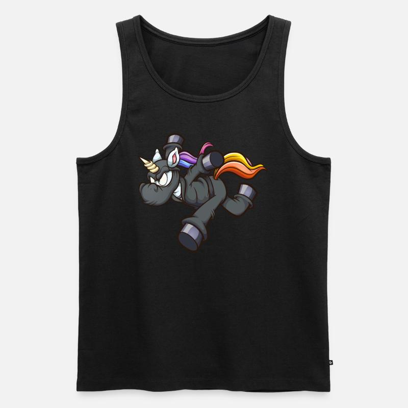 Ninja Unicorn - Männer Premium Bio Tank Top - Schwarz