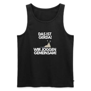 DAS IST GERDA! WIR JOGGEN GEIMEINSAM! - Männer Premium Bio Tank Top - Schwarz - Vorne - Michal (187cm)