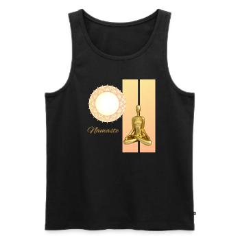 Namaste - Men's Premium Organic Tank Top - black - Front - Michal (187cm)