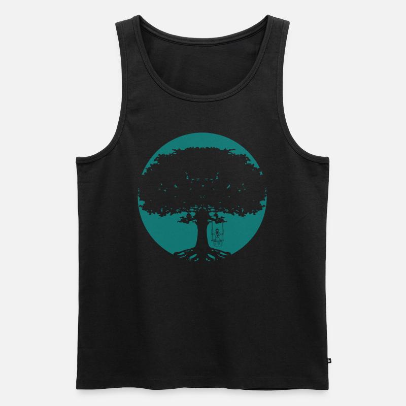 Mädchen schaukelt am Baum - Männer Premium Bio Tank Top - Schwarz