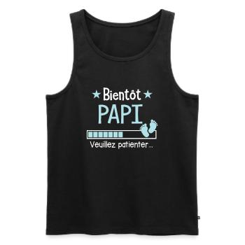 Bientôt Papi cadeau Futur Papy - Débardeur bio Premium Homme - noir - Devant - Michal (187cm)