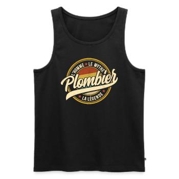 Homme Mythe Légende Plombier - Débardeur bio Premium Homme - noir - Devant - Michal (187cm)
