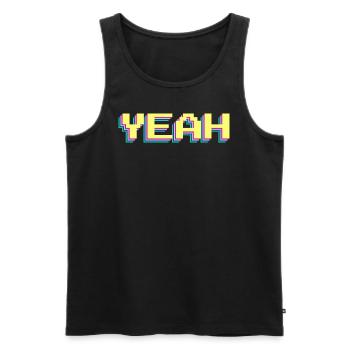 Yeah 90er Pixel Wort - Männer Premium Bio Tank Top - Schwarz - Vorne - Michal (187cm)