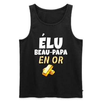 Elu Beau Papa En Or Humour Lingot - Débardeur bio Premium Homme - noir - Devant - Michal (187cm)