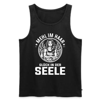 Mehl im Haar, Glück in der Seele - Backen Design - Männer Premium Bio Tank Top - Schwarz - Vorne - Michal (187cm)