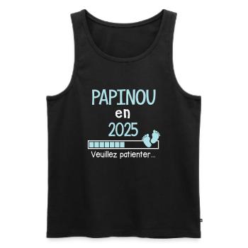 Papinou en 2025 Cadeau Futur Papi humour - Débardeur bio Premium Homme - noir - Devant - Michal (187cm)
