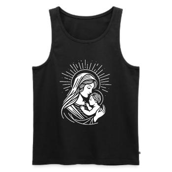 Mutter Maria Design – Symbol der Liebe - Männer Premium Bio Tank Top - Schwarz - Vorne - AI Model Male 178 light (178cm)