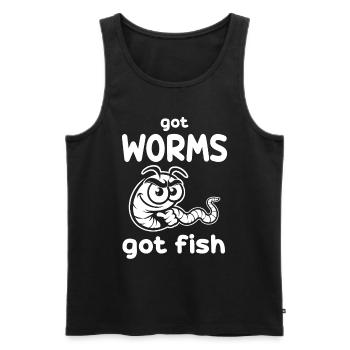 Got Worms Got Fish - Conception amusante de ver de pêcheur - Débardeur bio Premium Homme - noir - Devant - Michal (187cm)