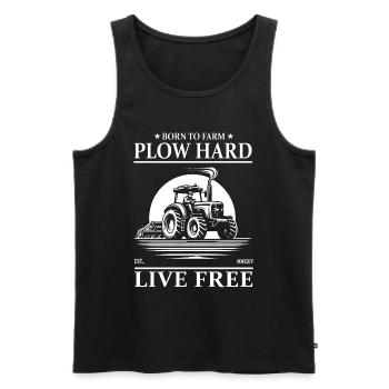 tracteur cool, né pour cultiver, labourer dur, vivre libre - Débardeur bio Premium Homme - noir - Devant - AI Model Male 178 light (178cm)