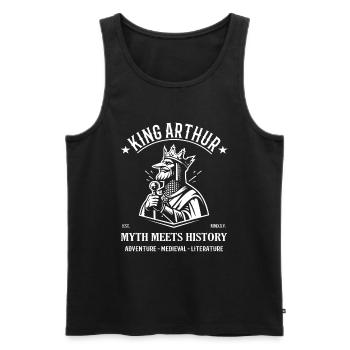König Arthur – Legendär, edel und zeitlos cool - Männer Premium Bio Tank Top - Schwarz - Vorne - AI Model Male 178 light (178cm)