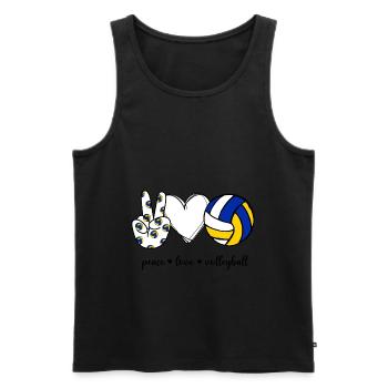 Peace Love Volleyball - Männer Premium Bio Tank Top - Schwarz - Vorne - Michal (187cm)