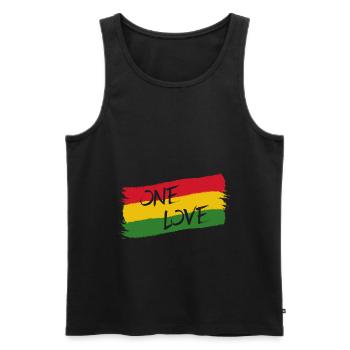 Reggae Jamaica One Love Reggaeton Rasta Flag - Men's Premium Organic Tank Top - black - Front - Michal (187cm)