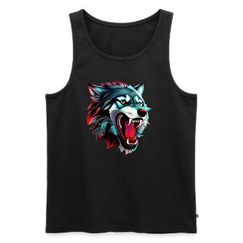 wolf - Men's Premium Organic Tank Top - black - Front - Michal (187cm)