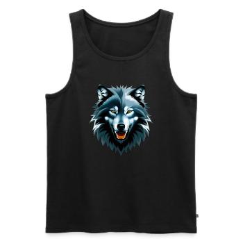 Wolf - Männer Premium Bio Tank Top - Schwarz - Vorne - Michal (187cm)