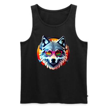 Wolf - Männer Premium Bio Tank Top - Schwarz - Vorne - Michal (187cm)