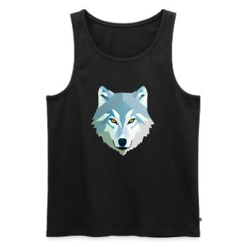 Wolf - Männer Premium Bio Tank Top - Schwarz - Vorne - Michal (187cm)