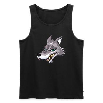 wolf - Men's Premium Organic Tank Top - black - Front - AI Model Male 178 light (178cm)