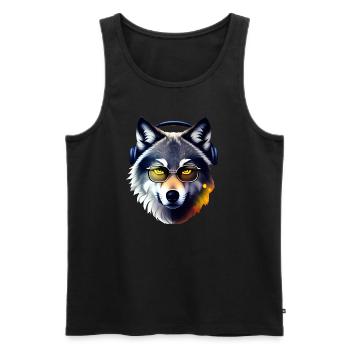wolf - Men's Premium Organic Tank Top - black - Front - AI Model Male 178 light (178cm)