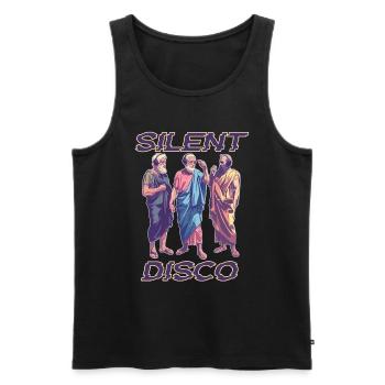 Silent Disco - Sokrates, Plato, Aristoteles - Männer Premium Bio Tank Top - Schwarz - Vorne - AI Model Male 178 light (178cm)