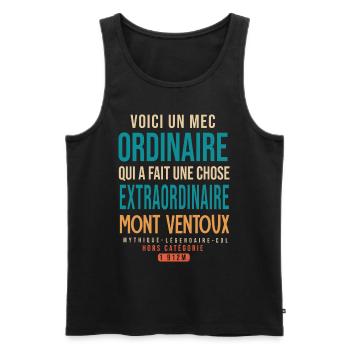 Mont Ventoux vélo cadeau homme velo ventoux - Débardeur bio Premium Homme - noir - Devant - AI Model Male 178 light (178cm)