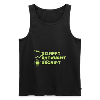 Geimpft Gechipt Entwurmt Impfen - Männer Premium Bio Tank Top - Schwarz - Vorne - AI Model Male 178 light (178cm)