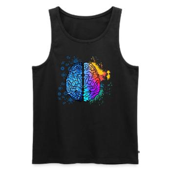 GEHIRN BUNT by The Manzanita´s - Männer Premium Bio Tank Top - Schwarz - Vorne - Michal (187cm)