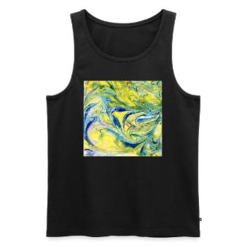 Farbverlauf gelb blau - Männer Premium Bio Tank Top - Schwarz - Vorne - Michal (187cm)