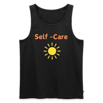 Sei du selbst, Self-Care, Sonnenschein für DICH - Männer Premium Bio Tank Top - Schwarz - Vorne - AI Model Male 178 light (178cm)