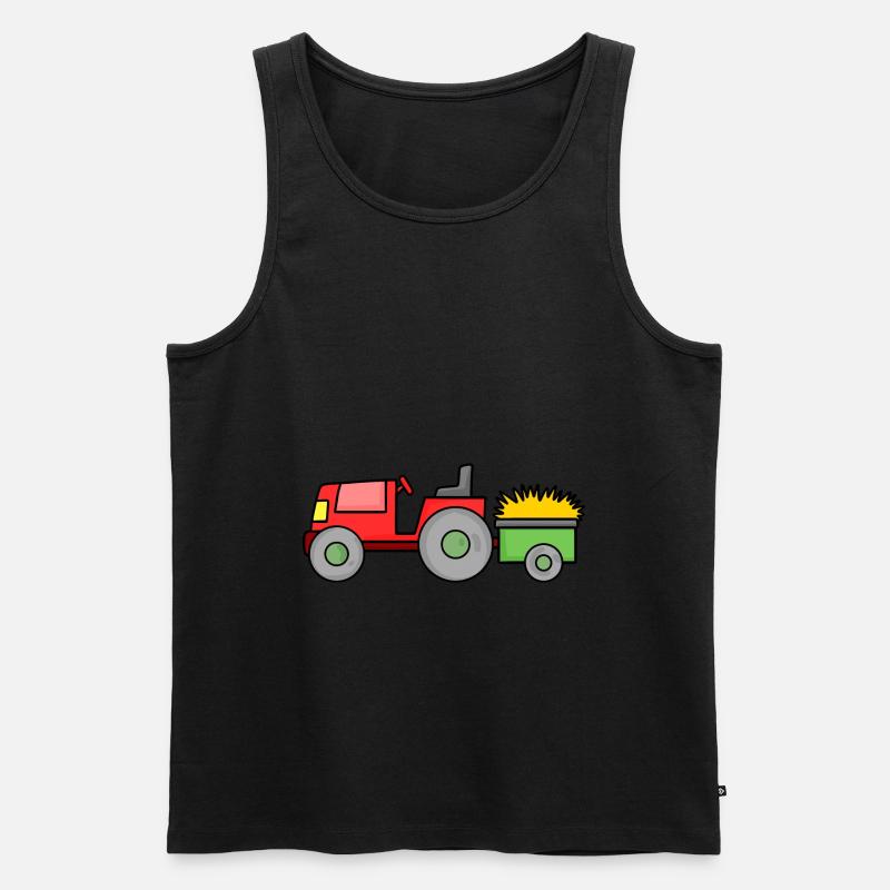 Traktor mit Anhänger - Männer Premium Bio Tank Top - Schwarz