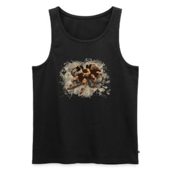 T-Shirt Spinne - Männer Premium Bio Tank Top - Schwarz - Vorne - Michal (187cm)