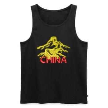 China - Männer Premium Bio Tank Top - Schwarz - Vorne - Michal (187cm)