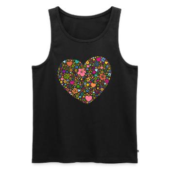 Herzen Blumen Blüten Peace-Zeichen Yin und Yang - Männer Premium Bio Tank Top - Schwarz - Vorne - Michal (187cm)
