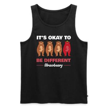 It's okay to be different - Strawbeary - Erbeere - Männer Premium Bio Tank Top - Schwarz - Vorne - Michal (187cm)