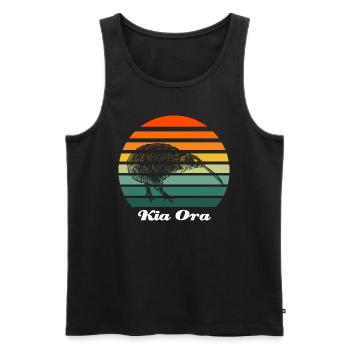 Kia Ora Vintage Kiwi - Männer Premium Bio Tank Top - Schwarz - Vorne - Michal (187cm)