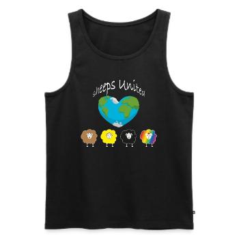 Les moutons du monde s’unissent ! Le monde un cœur. - Débardeur bio Premium Homme - noir - Devant - Michal (187cm)