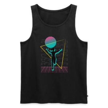 Vaporwave Synthwave Marathon, Trail Running - Débardeur bio Premium Homme - noir - Devant - Michal (187cm)