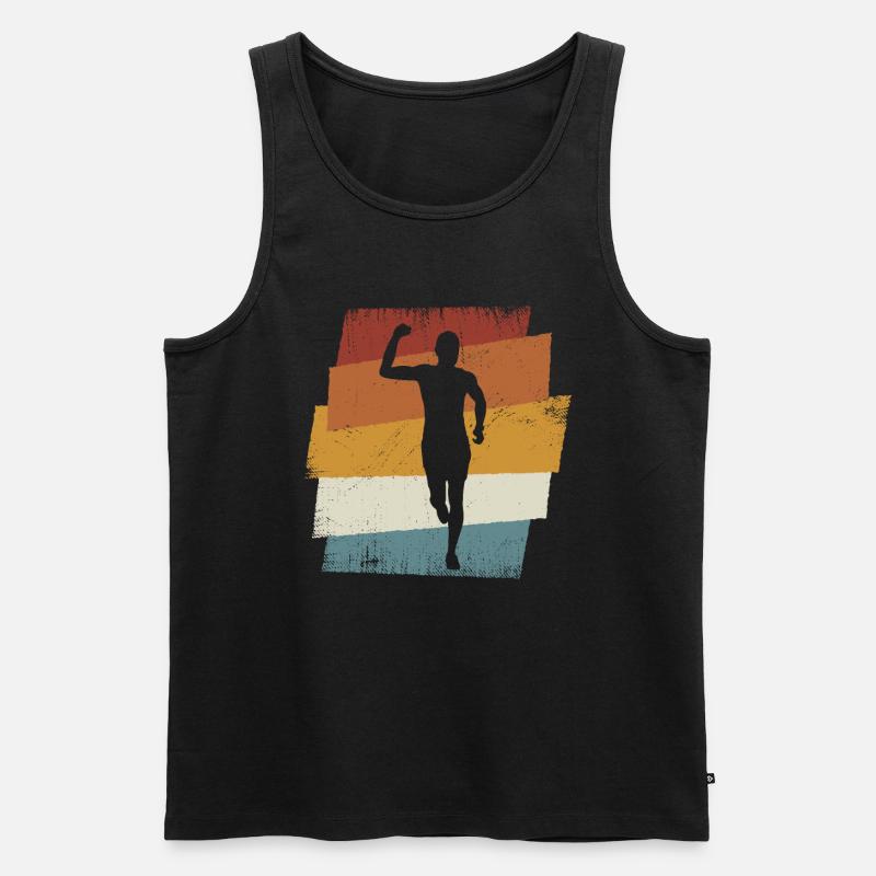 Retro Marathon, Trailrunning - Männer Premium Bio Tank Top - Schwarz
