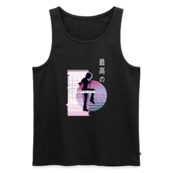 Vaporwave Metaverse Saut à la corde - Débardeur bio Premium Homme - noir - Devant - Michal (187cm)