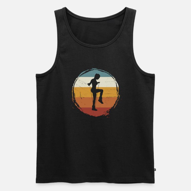 Retro Rope Jumping - Männer Premium Bio Tank Top - Schwarz