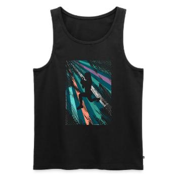 Retro HIIT - Men's Premium Organic Tank Top - black - Front - AI Model Male 178 light (178cm)