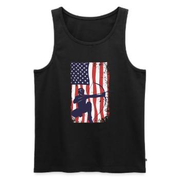 Arrowtag du drapeau américain - Débardeur bio Premium Homme - noir - Devant - AI Model Male 178 light (178cm)