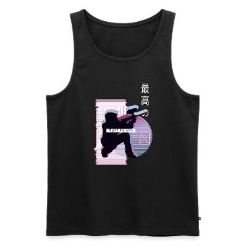Vaporwave Metaverse Paintball - Débardeur bio Premium Homme - noir - Devant - Michal (187cm)