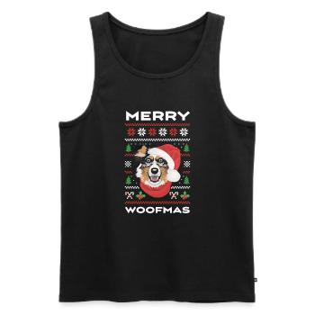 Australian Shepherd Merry Christmas - Men's Premium Organic Tank Top - black - Front - AI Model Male 178 light (178cm)