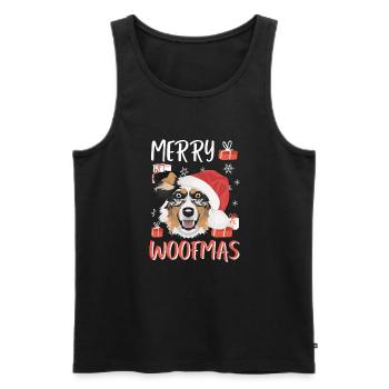 Australian Shepherd Merry Christmas - Men's Premium Organic Tank Top - black - Front - AI Model Male 178 light (178cm)