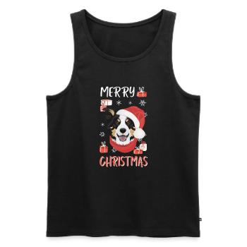 Border Collie Merry Christmas - Men's Premium Organic Tank Top - black - Front - Michal (187cm)