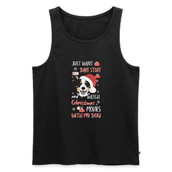 Border Collie Joyeux Noël - Débardeur bio Premium Homme - noir - Devant - Michal (187cm)