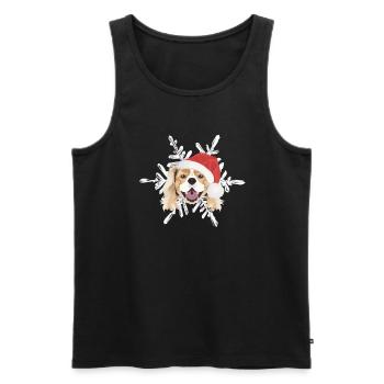 King Charles Spaniel Merry Christmas - Men's Premium Organic Tank Top - black - Front - AI Model Male 178 light (178cm)