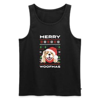 King Charles Spaniel Merry Christmas - Men's Premium Organic Tank Top - black - Front - AI Model Male 178 light (178cm)