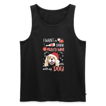 King Charles Spaniel Vin chaud Noël - Débardeur bio Premium Homme - noir - Devant - Michal (187cm)