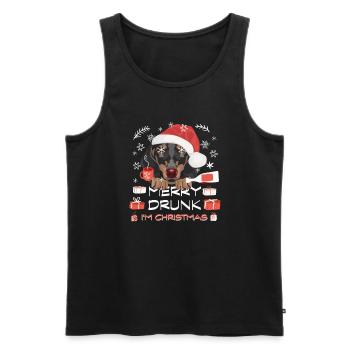 Dackel Weihnachtsmarkt - Männer Premium Bio Tank Top - Schwarz - Vorne - AI Model Male 178 light (178cm)